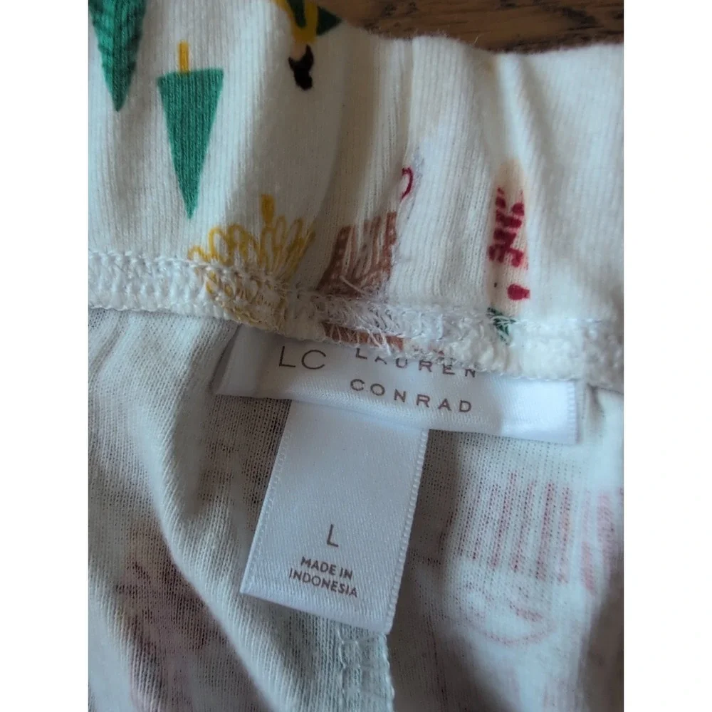 LC Lauren Conrad Pajama Set Mens Sz Lrg Christmas Jammies Ivory Village 2pc NWT
